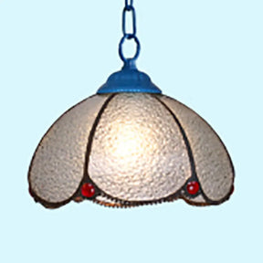 Tiffany Style Bulb Ceiling Lamp - Black/Blue Pendant Light For Living Room With Handcrafted Clear