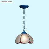 Tiffany Style Bulb Ceiling Lamp - Black/Blue Pendant Light For Living Room With Handcrafted Clear
