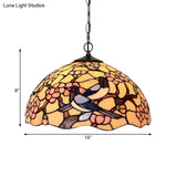 Tiffany-Style Floral Chandelier - 2 Red/Pink Stained Glass Lights for Kitchen