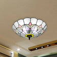 Tiffany Style Flower Glass Ceiling Light For Bedroom Clear
