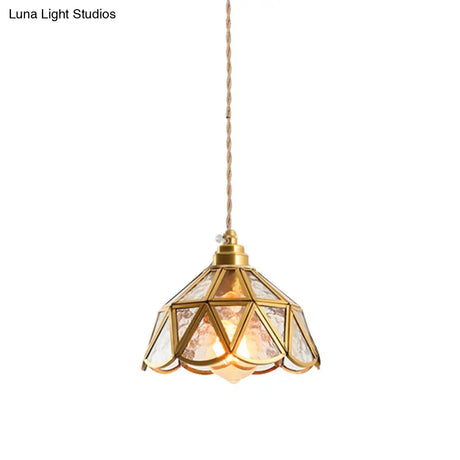 Tiffany-Style Glass Pendant Lamp With Icy Clear Shade For Bedroom