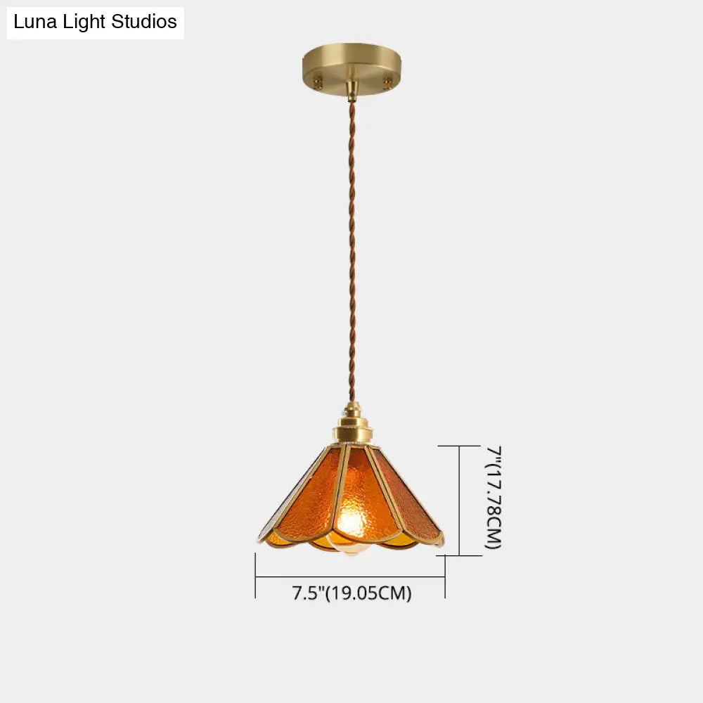 Tiffany-Style Glass Pendant Lamp With Icy Clear Shade For Bedroom