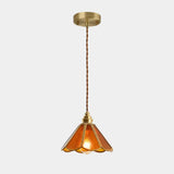 Tiffany-Style Glass Pendant Lamp With Icy Clear Shade For Bedroom Amber / Cone