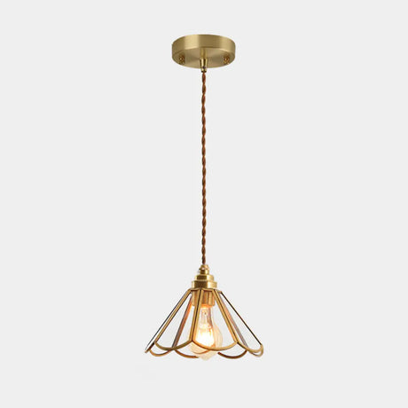 Tiffany-Style Glass Pendant Lamp With Icy Clear Shade For Bedroom / Cone