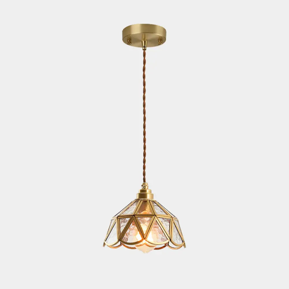 Tiffany-Style Glass Pendant Lamp With Icy Clear Shade For Bedroom / Dome