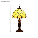 Tiffany Style Glass Table Lamp - Single-Bulb Nightstand Light With Dark Brown Base Ideal For Bedroom