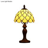 Tiffany Style Glass Table Lamp - Single-Bulb Nightstand Light With Dark Brown Base Ideal For Bedroom