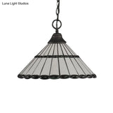Tiffany-Style Hand Cut Glass Pendant Light Fixture - Brown/Green 1 Head