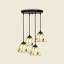 Tiffany Style Handcrafted Floral Art Glass Pendant Light For Dining Room Ceiling 4 / Green