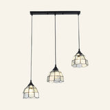 Tiffany-Style Handcrafted Glass Ceiling Lamp With Bell Design - 3-Bulb Suspension Light White /