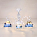 Tiffany Style Semi Flush Mount Light: 3/5-Light White/Blue/Sky Blue Shade For Living Room 3 /