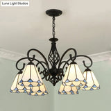 Tiffany Style Stained Glass Chandelier For Living Room With Adjustable Chains