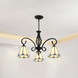 Tiffany Style Stained Glass Chandelier For Living Room With Adjustable Chains 3 / Black White