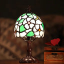 Tiffany Style Stained Glass Coffee Table Lamp With Light Bowl - Dark Finish