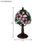Tiffany Style Stained Glass Coffee Table Lamp With Light Bowl - Dark Finish