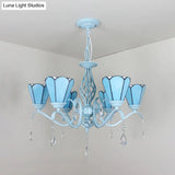 Tiffany Style Stained Glass Cone Pendant Chandelier - Adjustable Chain White/Blue/Clear Perfect For