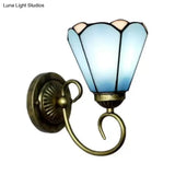 Tiffany Style Stained Glass Mini Wall Sconce For Bedroom With Single Light