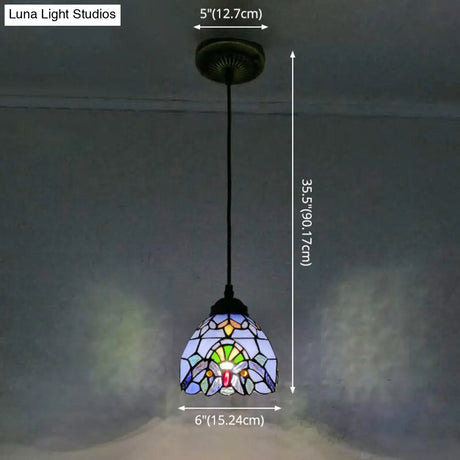 Tiffany-Style Stained Glass Pendant Light: Elegant 1-Light Hanging Lamp For Dining Room