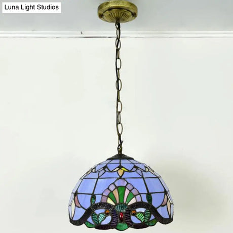 Tiffany-Style Stained Glass Pendant Light: Elegant 1-Light Hanging Lamp For Dining Room