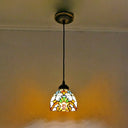 Tiffany-Style Stained Glass Pendant Light: Elegant 1-Light Hanging Lamp For Dining Room Beige / 6’