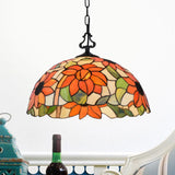 Tiffany-Style Stained Glass Pendant Light Fixture - Black Victorian/Butterfly/Sunflower Design /