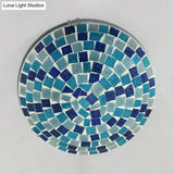 Tiffany Style Stained Glass Round Ceiling Light Fixture - 12/16 Diameter Flush Mount With Shell