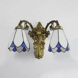 Tiffany Style Stained Glass Wall Sconce Light In Red/White/Blue - Perfect For Bedroom Lighting White