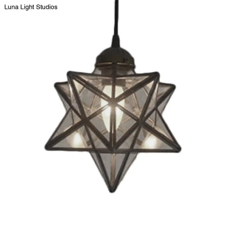 Tiffany Style Textured White/Clear Star Pendant Light - 8’/12’ Stainless Glass Dining Room