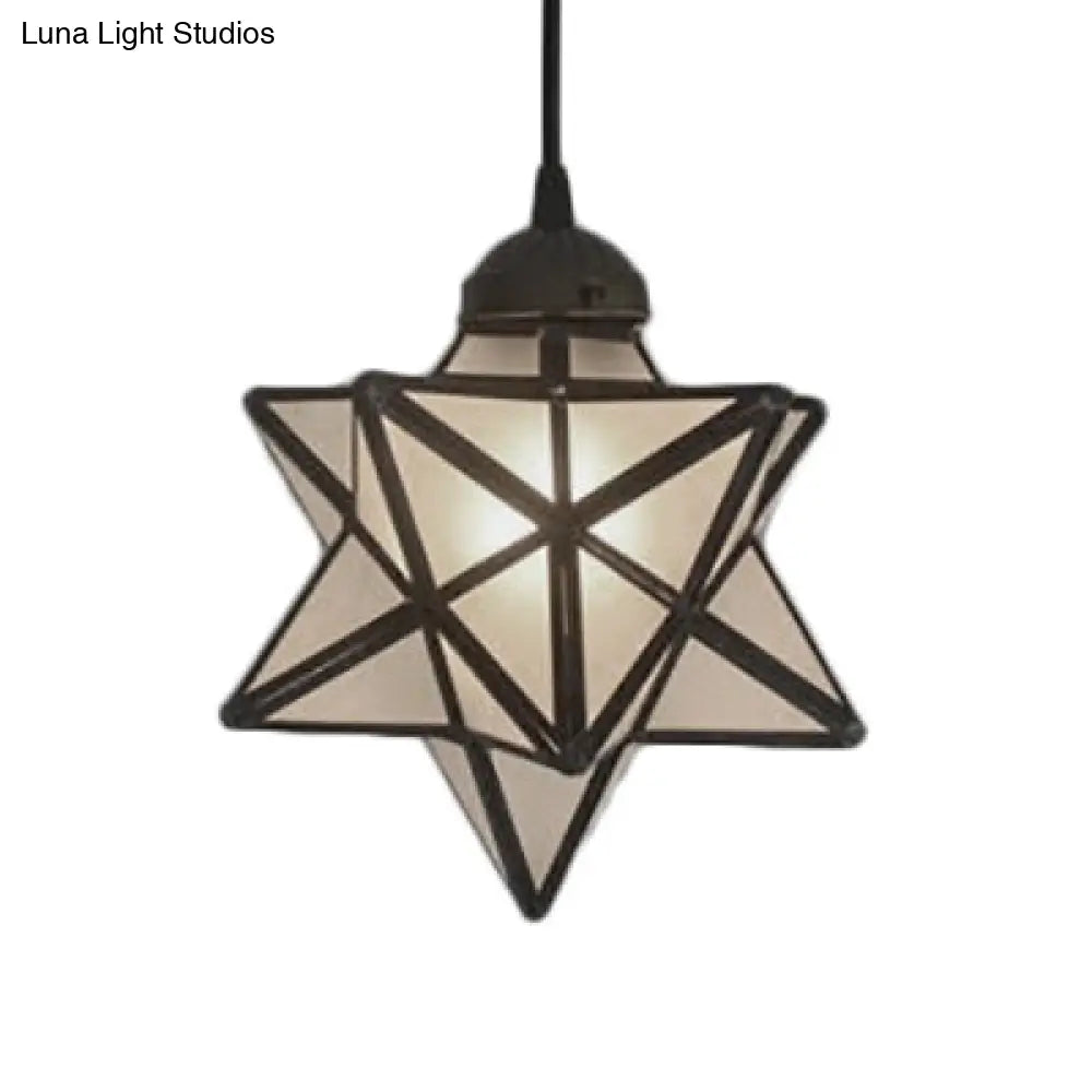 Tiffany Style Textured White/Clear Star Pendant Light - 8’/12’ Stainless Glass Dining Room