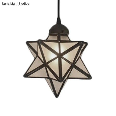 Tiffany Style Textured White/Clear Star Pendant Light - 8’/12’ Stainless Glass Dining Room
