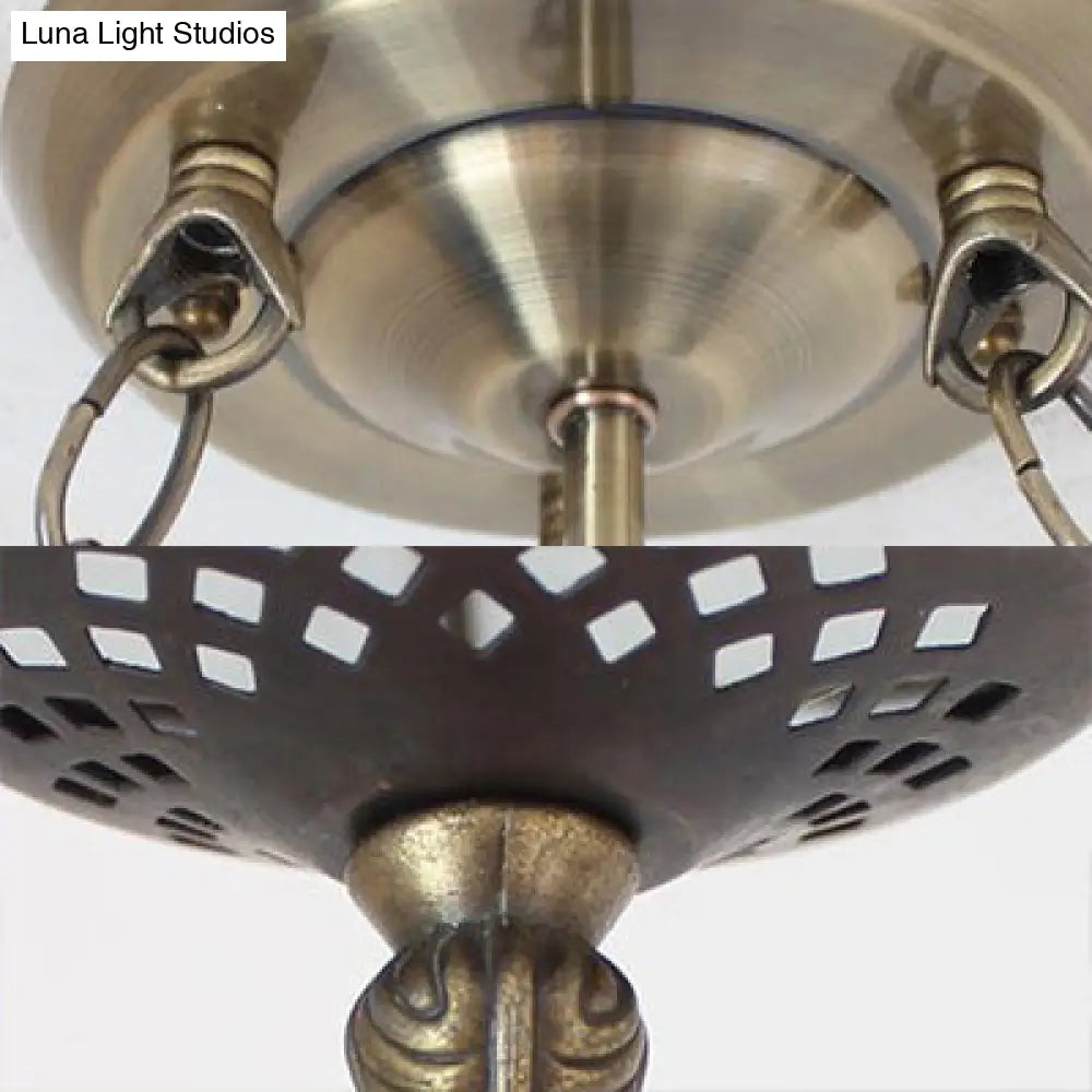 Tiffany-Style Victorian Ceiling Fixture For Study Room With Multi-Colored Glass Semi Flush Mount
