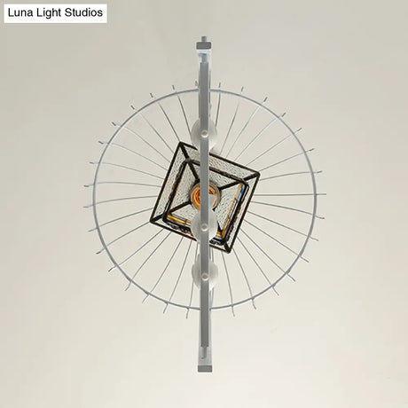 Tiffany Style White Bird Cage Pendant Light With Stainless Glass Ceiling Lamp