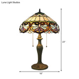 Tiffany Victorian Stained Glass Desk Lamp With Antique Brass Finish - Ideal For Living Room 1 Light