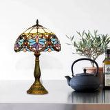 Tiffany Victorian Stained Glass Desk Lamp With Antique Brass Finish - Ideal For Living Room 1 Light