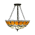 Tiffany Victorian Stained Glass Semi Flushmount Light In Yellow - Ideal For Bookstore Ceilings