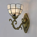 Tiffany Vintage Grid Glass Bowl Wall Sconce Lamp - Clear/Blue 1 Light For Bedroom Lighting Clear