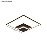 Torch Square Ceiling Lamp Simplicity - Black/White Led Acrylic Flush Mount Light