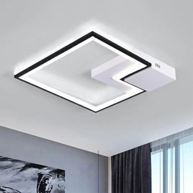 Torch Square Ceiling Lamp Simplicity - Black/White Led Acrylic Flush Mount Light (16/19.5/23.5)