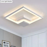 Torch Square Ceiling Lamp Simplicity - Black/White Led Acrylic Flush Mount Light
