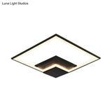 Torch Square Ceiling Lamp Simplicity - Black/White Led Acrylic Flush Mount Light