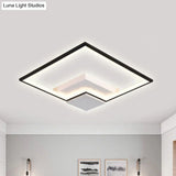 Torch Square Ceiling Lamp Simplicity - Black/White Led Acrylic Flush Mount Light