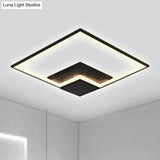 Torch Square Ceiling Lamp Simplicity - Black/White Led Acrylic Flush Mount Light