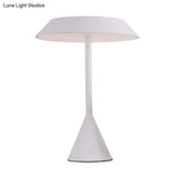 Touch Dimmer Desk Lamp - Conical Frustum Design Simple Iron White Reading Book Light
