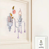 Traditional 1 Bulb Wall Sconce - Faceted Crystal Candlestick Light Fixture For Living Room In