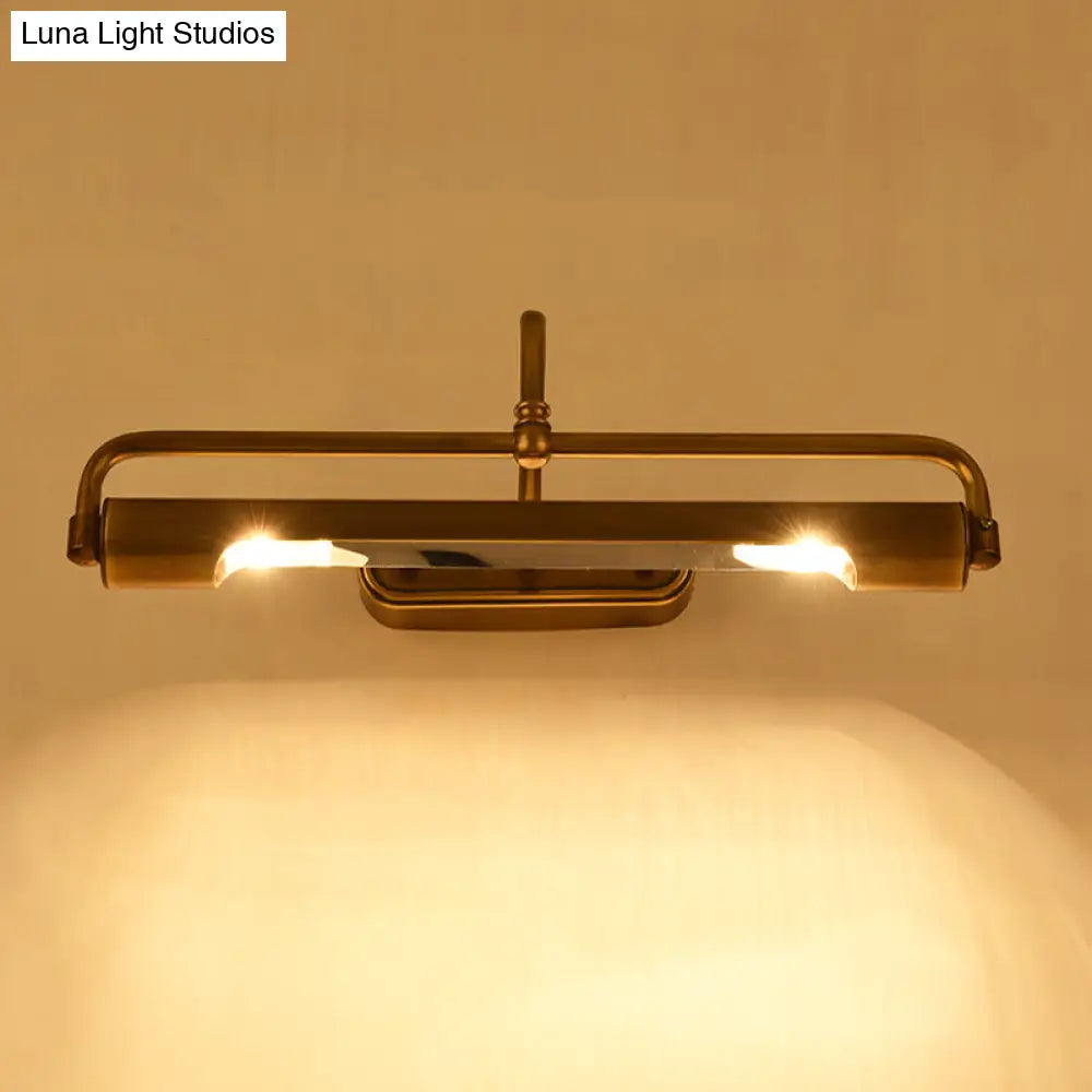 Traditional 2-Light Gold Vanity Light Fixture With Curvy Arm - Perfect For Bathrooms