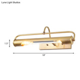 Traditional 2-Light Gold Vanity Light Fixture With Curvy Arm - Perfect For Bathrooms