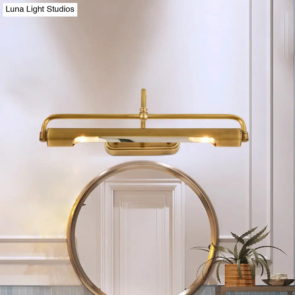 Traditional 2-Light Gold Vanity Light Fixture With Curvy Arm - Perfect For Bathrooms