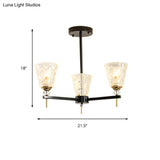 Traditional 3/6-Light Chandelier With Clear Textured Glass Cones - Bedroom Pendant Lamp