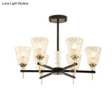 Traditional 3/6-Light Chandelier With Clear Textured Glass Cones - Bedroom Pendant Lamp