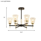 Traditional 3/6-Light Chandelier With Clear Textured Glass Cones - Bedroom Pendant Lamp